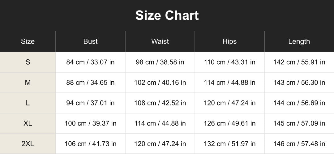 Aloveta cuct260526 size chart
