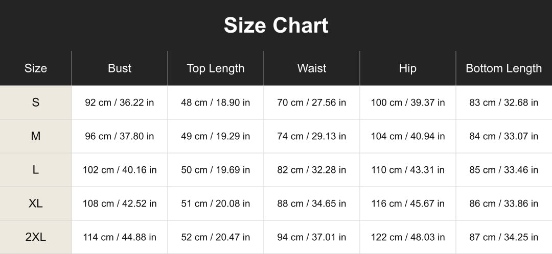 Aloveta cuct260527 size chart