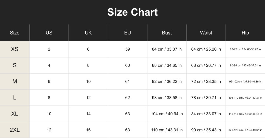 Aloveta cuct260566 size chart