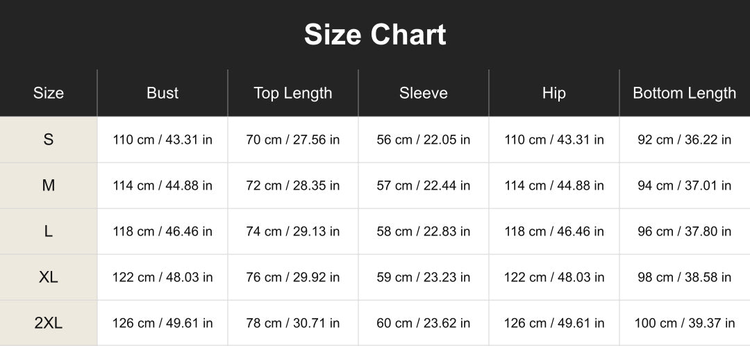 Aloveta cuct260570 size chart
