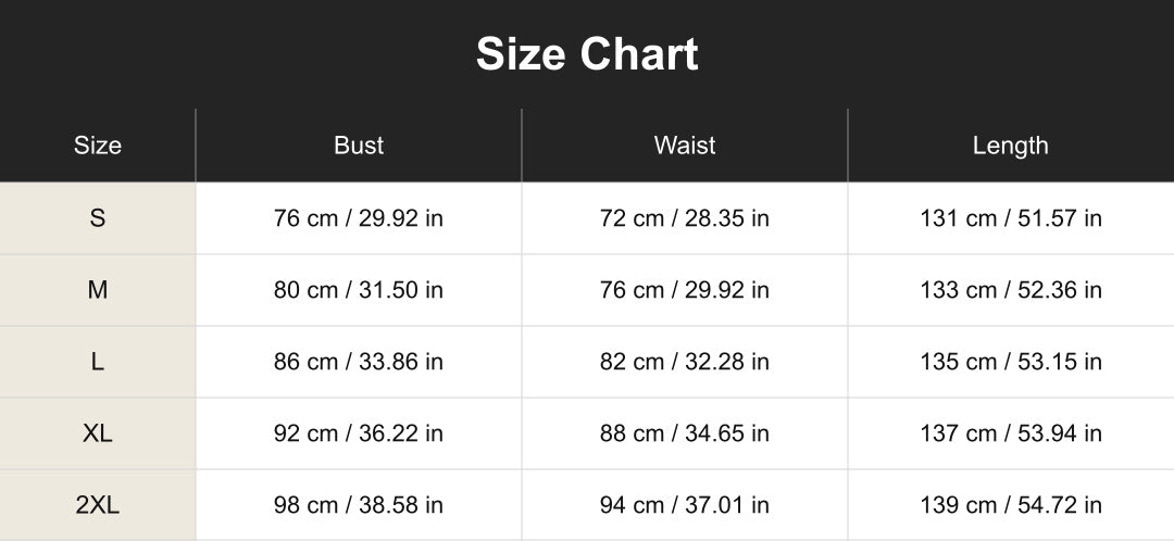 cuct260572 size chart in centimeters and inches