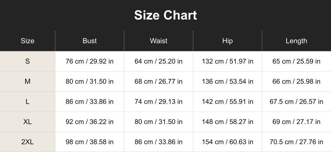cuct260573 size chart in centimeters and inches