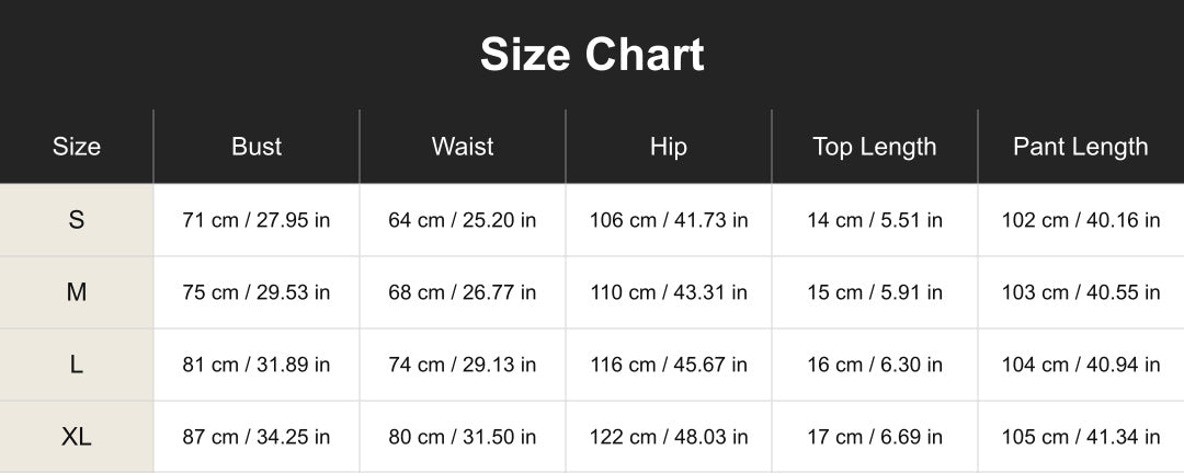 cuct260578 size chart in centimeters and inches