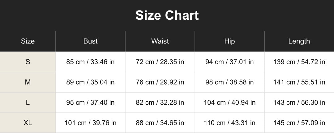 cuct260581 size chart in centimeters and inches