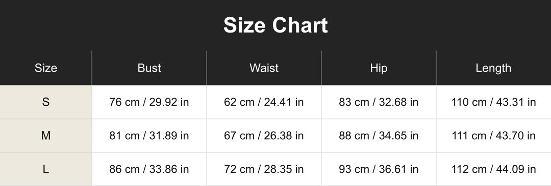 cuct260588 size chart in centimeters and inches