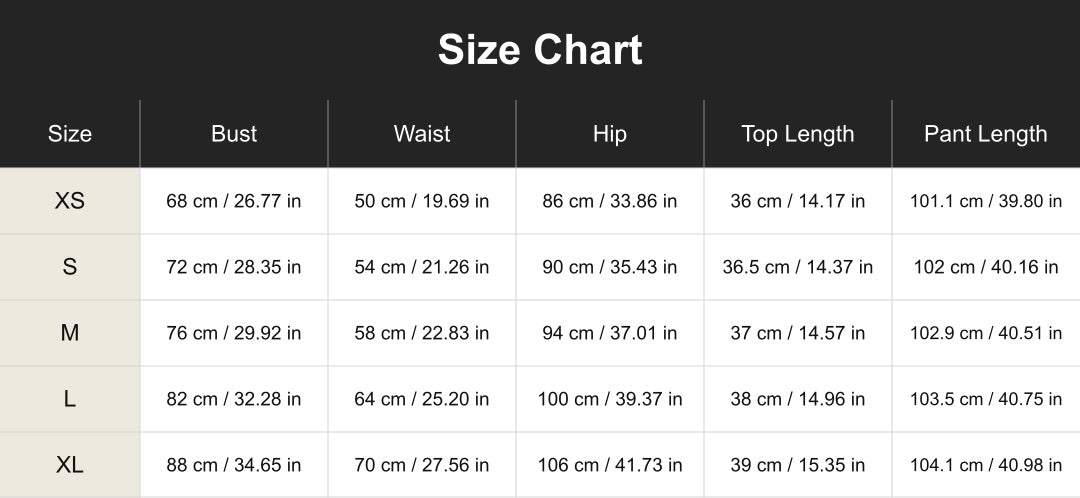 cuct2606106 size chart in centimeters and inches