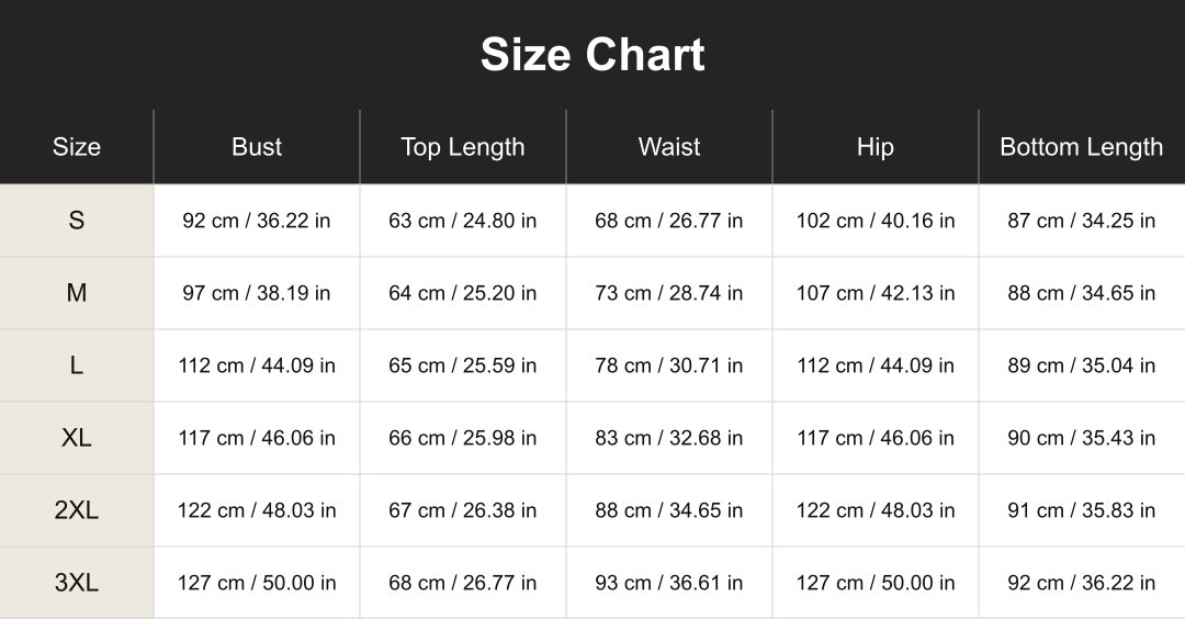 Aloveta cuct260622 size chart
