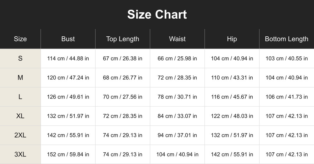 Aloveta cuct260624 size chart