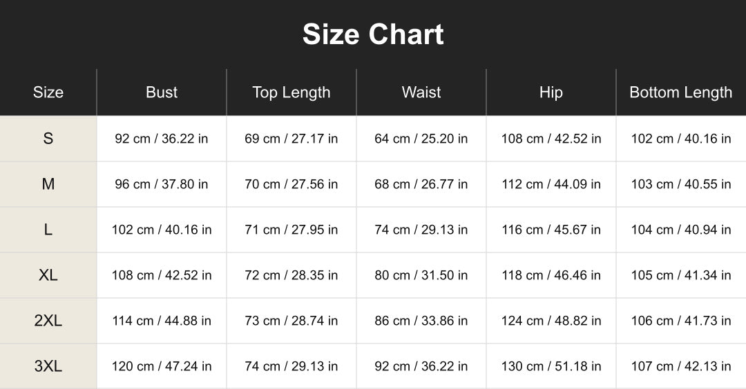 Aloveta cuct260625 size chart