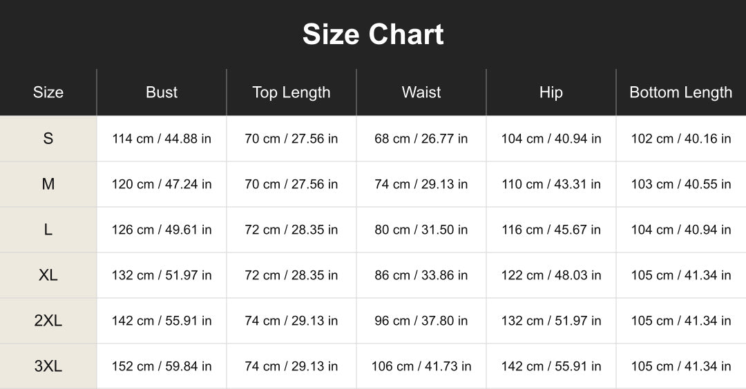 Aloveta cuct260640 size chart