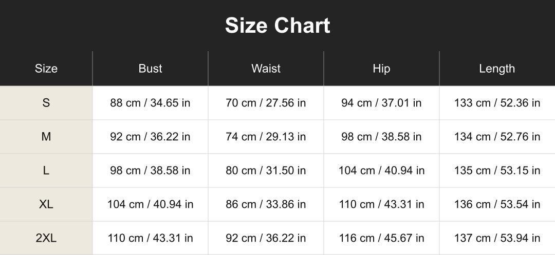 cuct260677 size chart in centimeters and inches