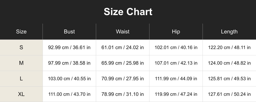 cuct260704 size chart in centimeters and inches