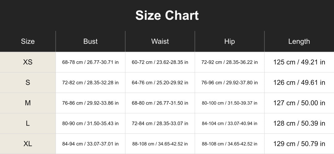 cuct260709 size chart in centimeters and inches