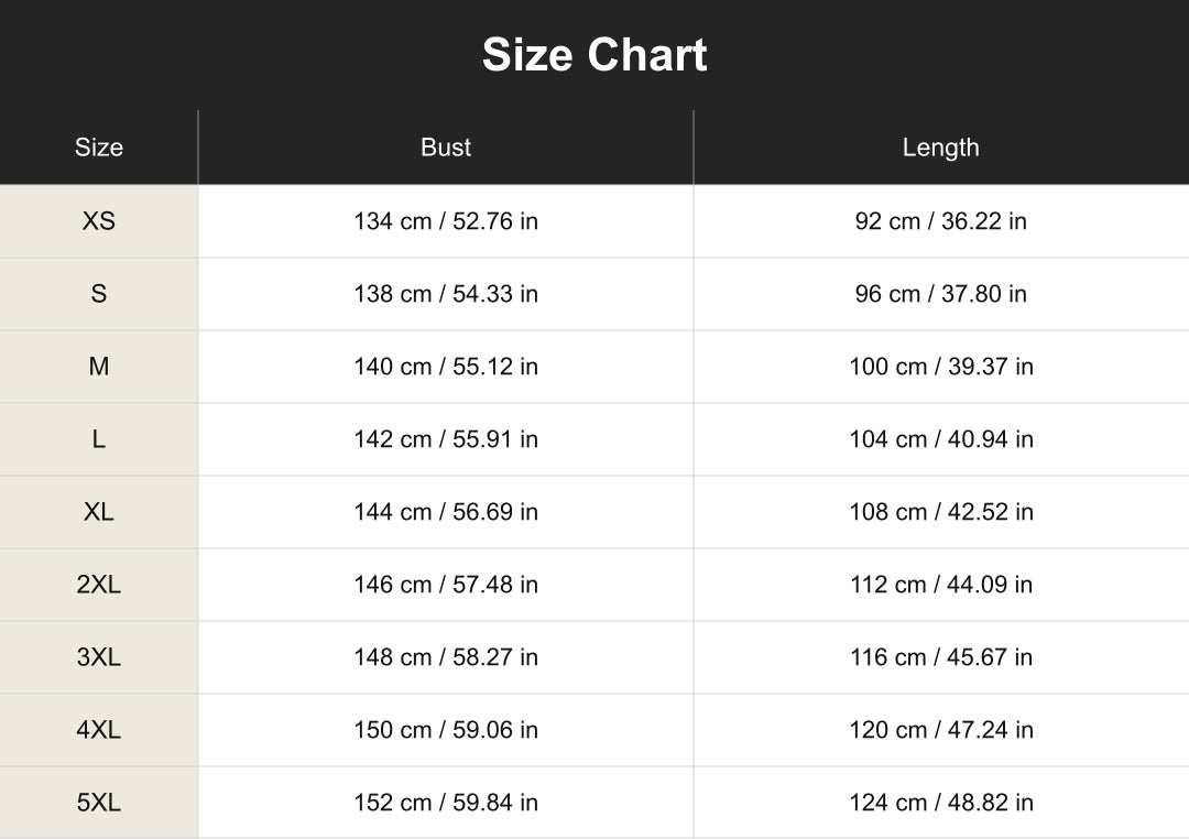 Aloveta cuct260722 size chart