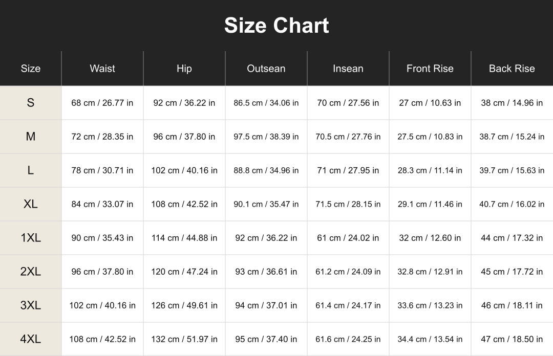 Size chart for cuct260753