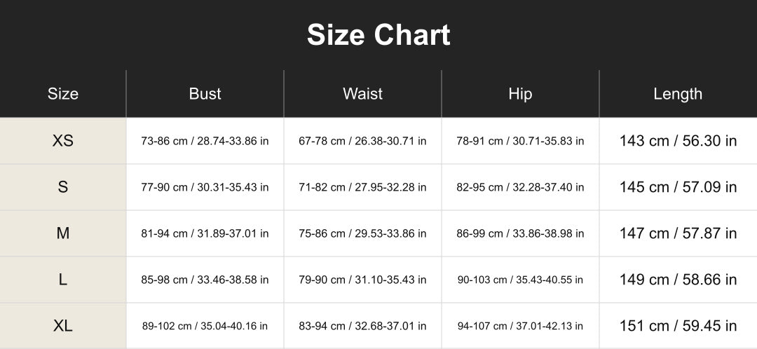 cuct266151 size chart in centimeters and inches