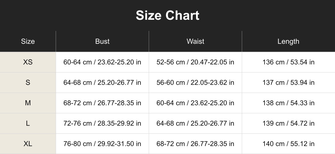 Aloveta Halter High Slit Waist-Cinching Maxi Dress Size Chart