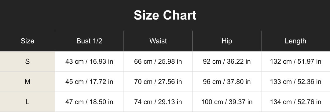 cuct266182 size chart in centimeters and inches