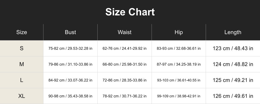 cuct266184 size chart in centimeters and inches
