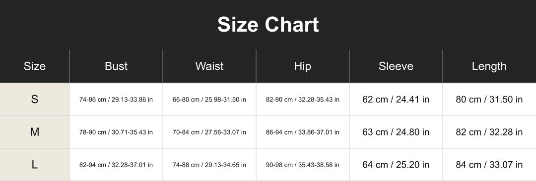 cuct266195 size chart in centimeters and inches