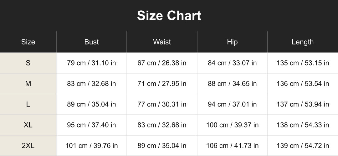 cuct266198 size chart in centimeters and inches
