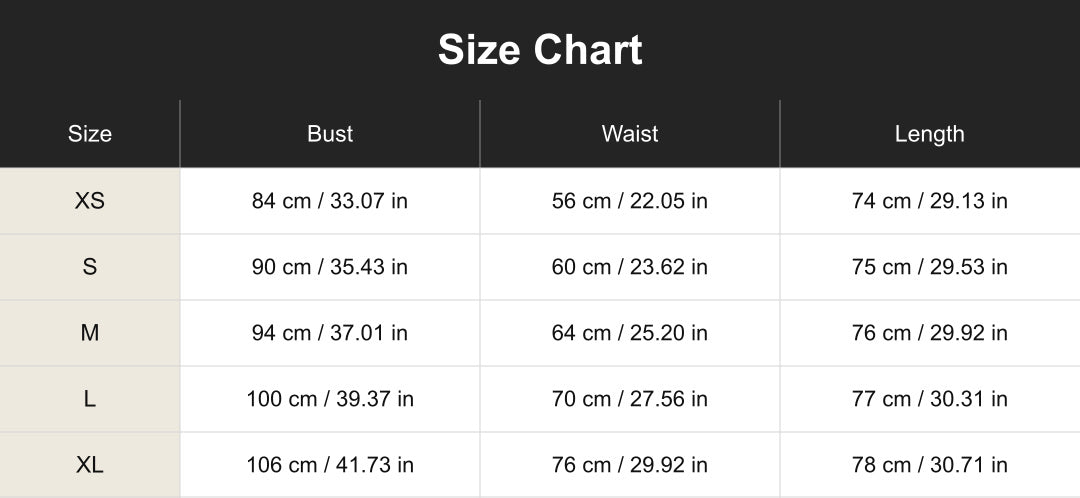 cuct266199 size chart in centimeters and inches