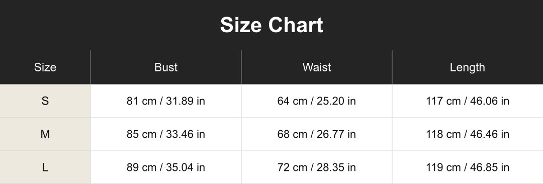 cuct266200 size chart in centimeters and inches