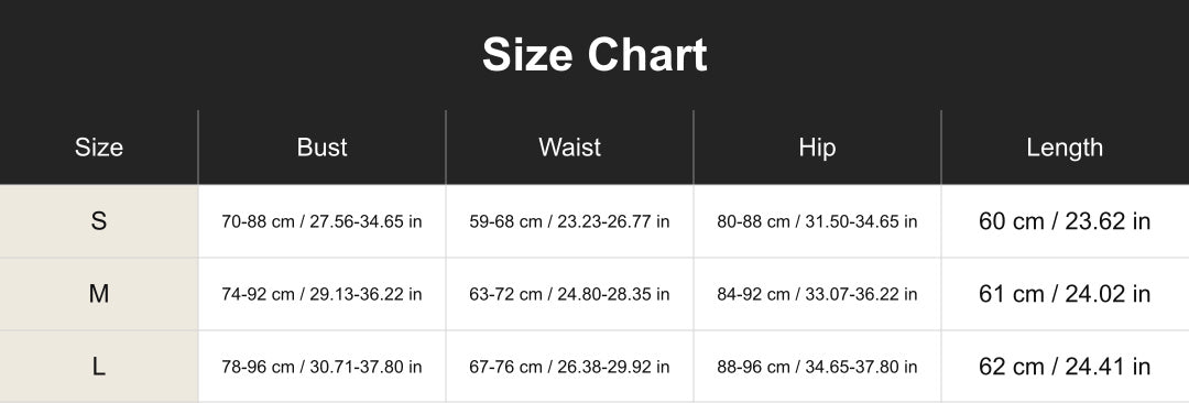 cuct267102 size chart in centimeters and inches