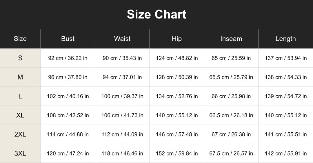 cuct267149 size chart in centimeters and inches