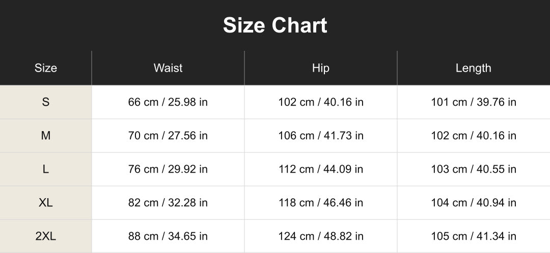 Aloveta High-Waisted Front Seam Wide Leg Trousers Size Chart