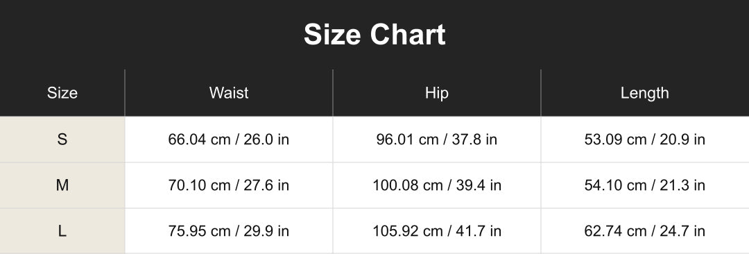 cuct267173 size chart in centimeters and inches
