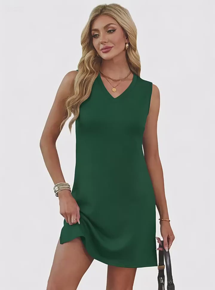 Vyla™ Casual V-Neck Sleeveless Mini Dress