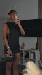 Vyla™ Edgy Studded Side-Cutout Sleeveless Mini Dress