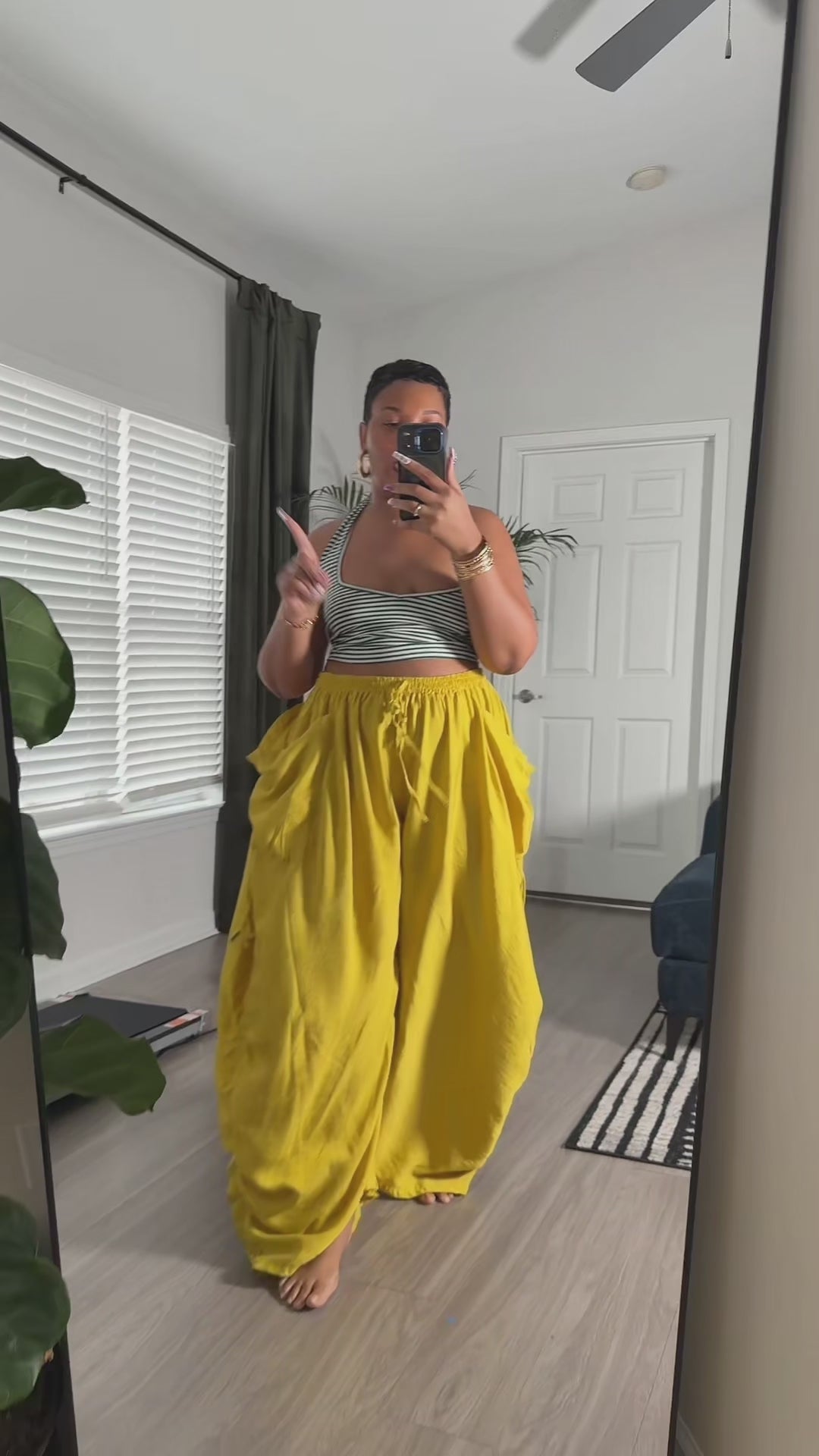Vyla™ High Waisted Drawstring Wide Leg Linen Blend Casual Pants