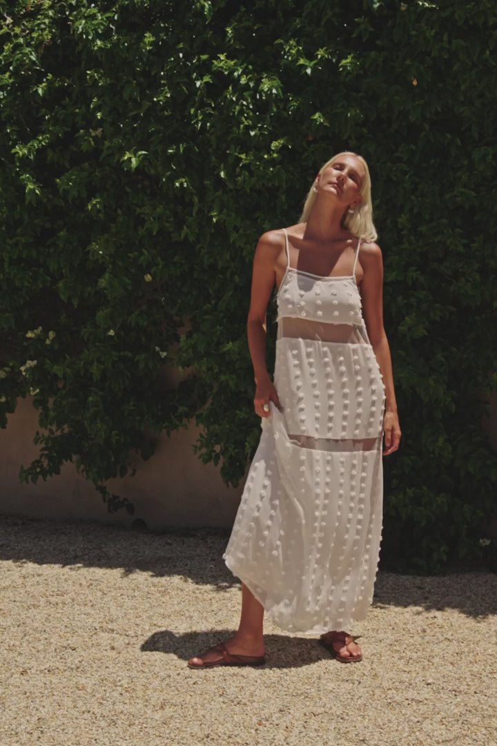 Vyla™ Tiered Textured Floral Mesh Cami Dress