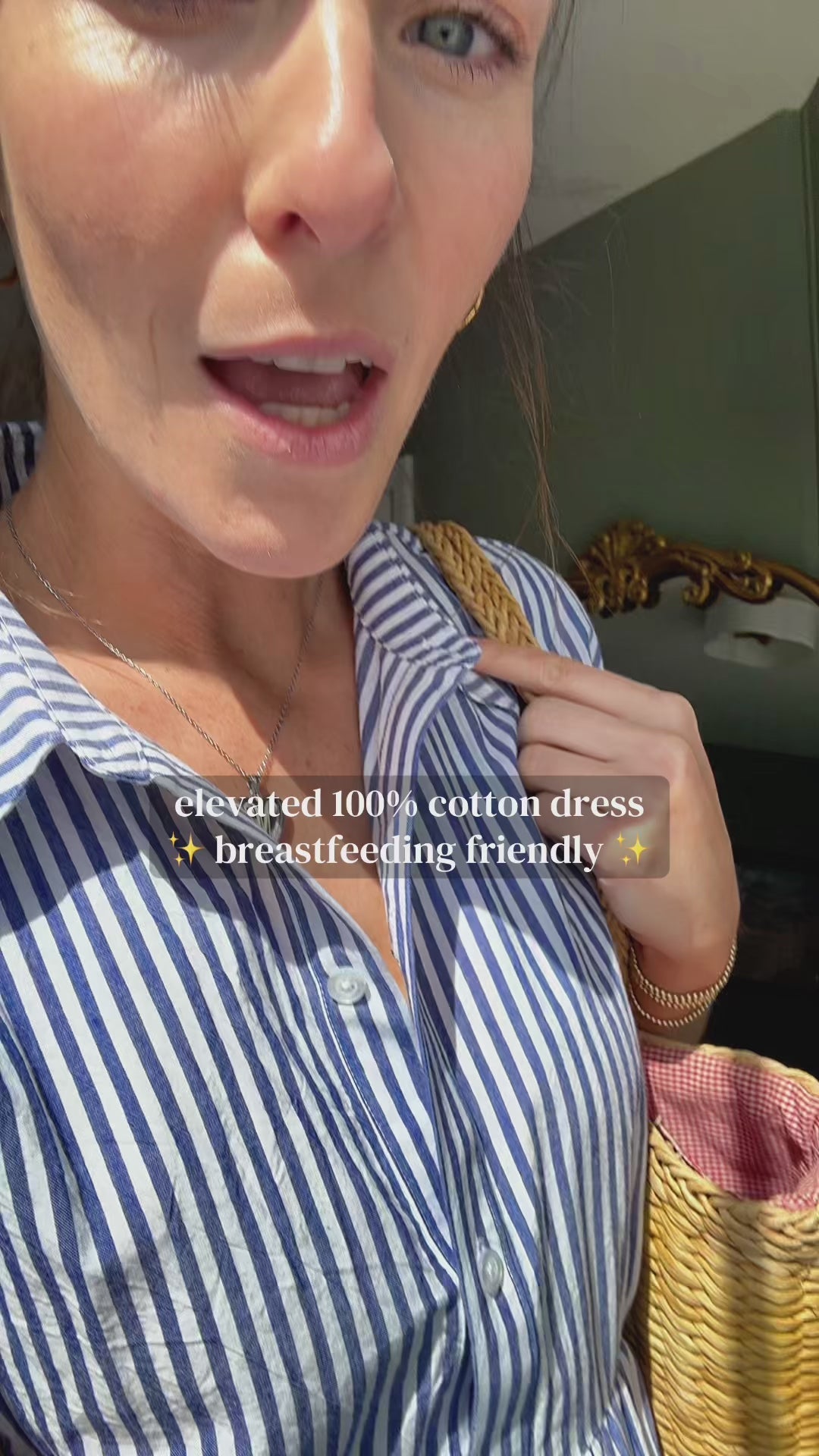 Vyla™ Casual Striped Short Sleeve Cotton Linen Shirt Midi Dress