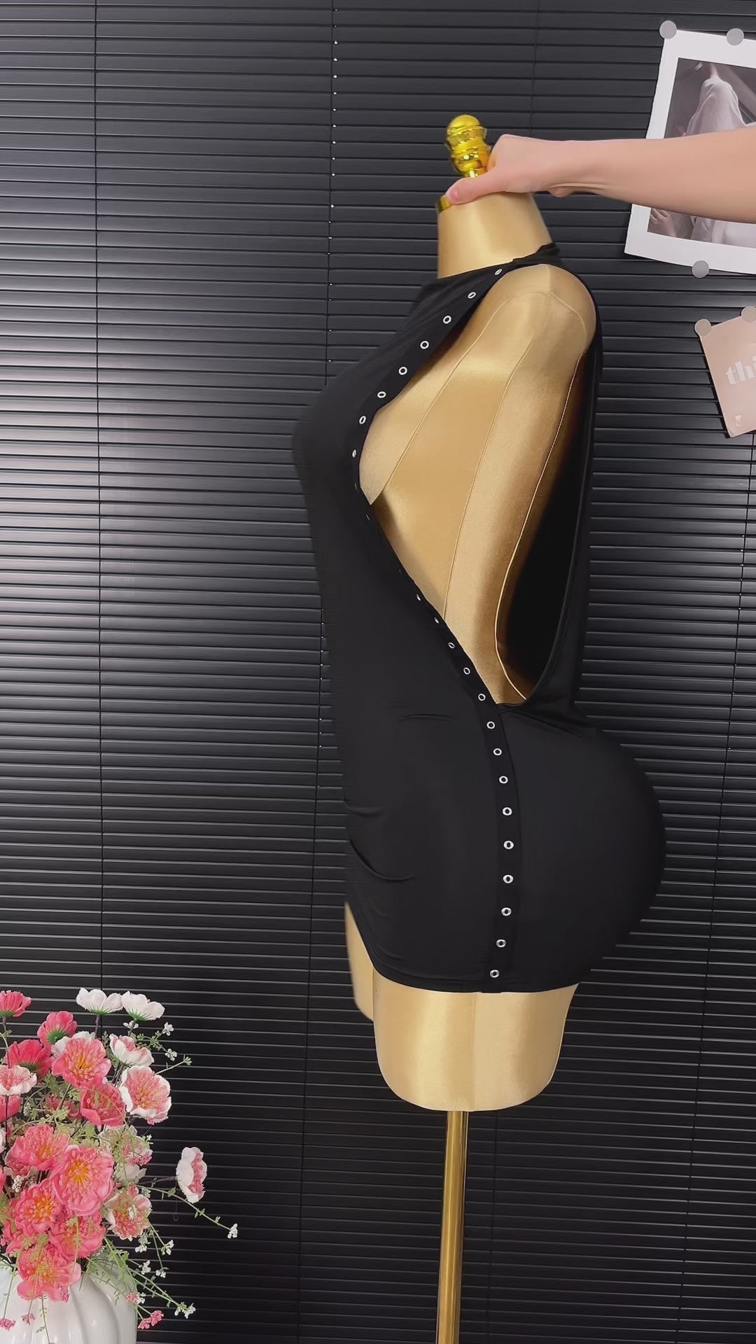Vyla™ Edgy Studded Side-Cutout Sleeveless Mini Dress